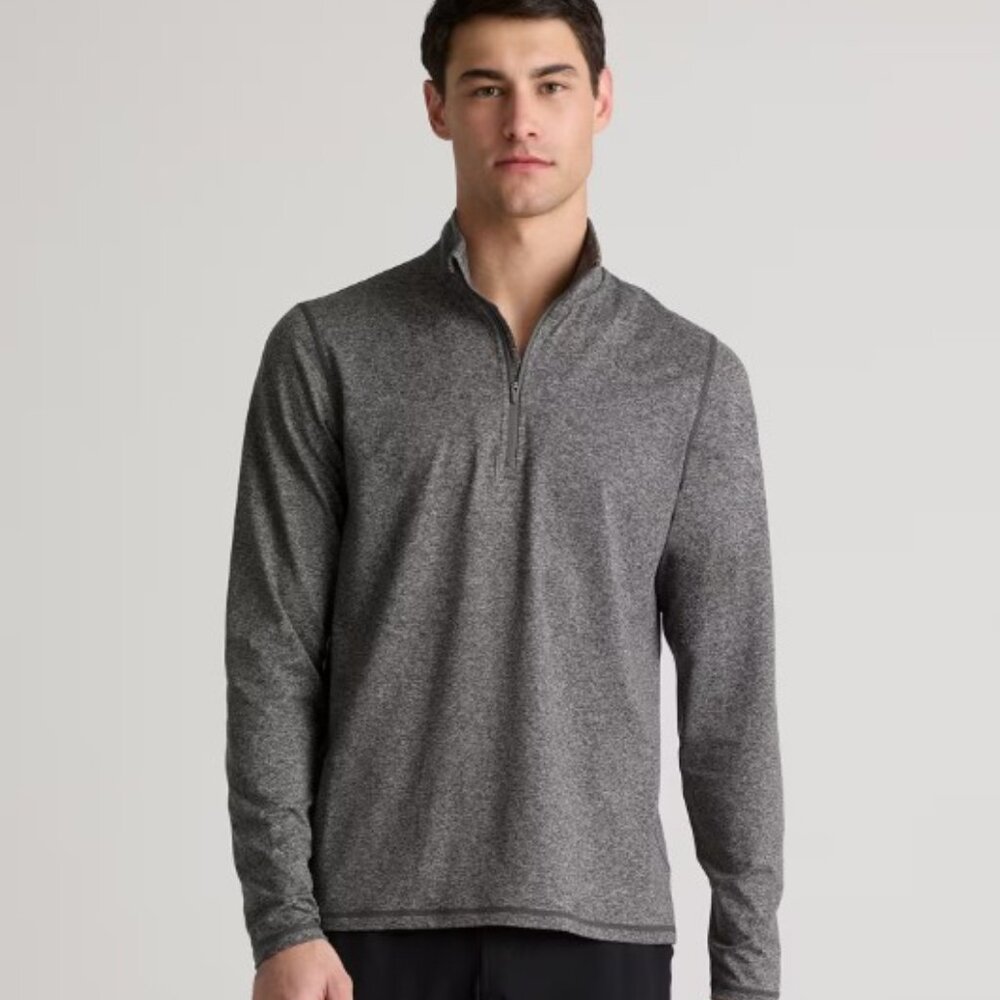 Bonobos | Quarter Zip Golf Pullover - Heathered Gray ; Mens Slim Fit L